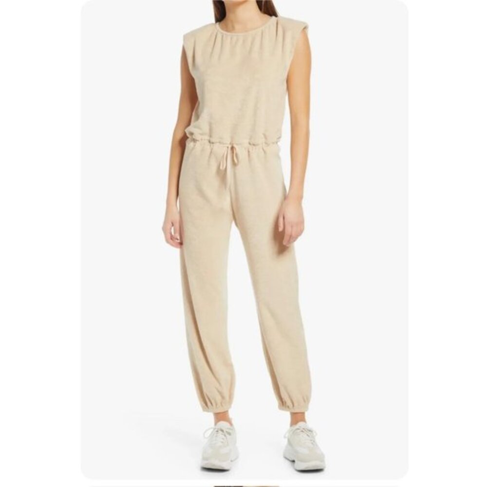 WAYF Hayden Padded Shoulder Terry Jumpsuit L95608 Woman's Size XS
